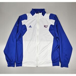 Adidas Scorch KU Jayhawks Track Jacket Mens Lrg Blue Climalite Kansas Basketball